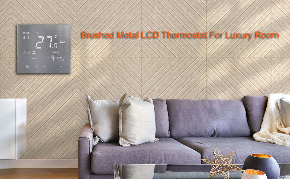 Brushed Metal LCD Thermostat