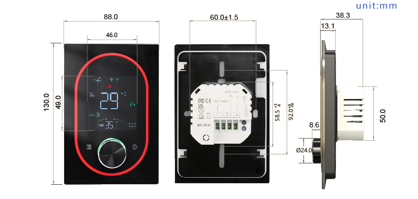 Thermostat dimension